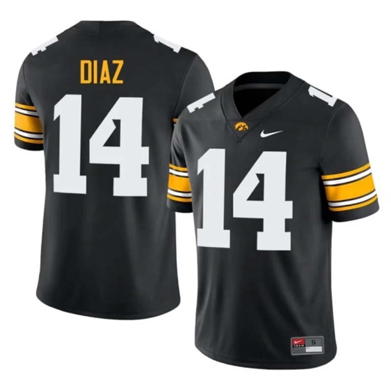 Iowa Hawkeyes #14 Tony Diaz Black Football Game Jersey