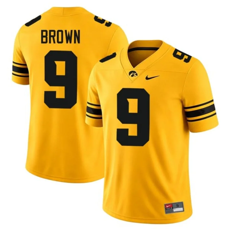 Iowa Hawkeyes #9 Hank Brown Gold Alternate Football Game Jersey