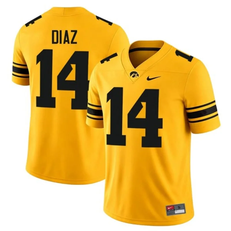 Iowa Hawkeyes #14 Tony Diaz Gold Alternate Football Game Jersey Iowa Hawkeyes #14 Tony Diaz Gold Alternate Football Game Jersey