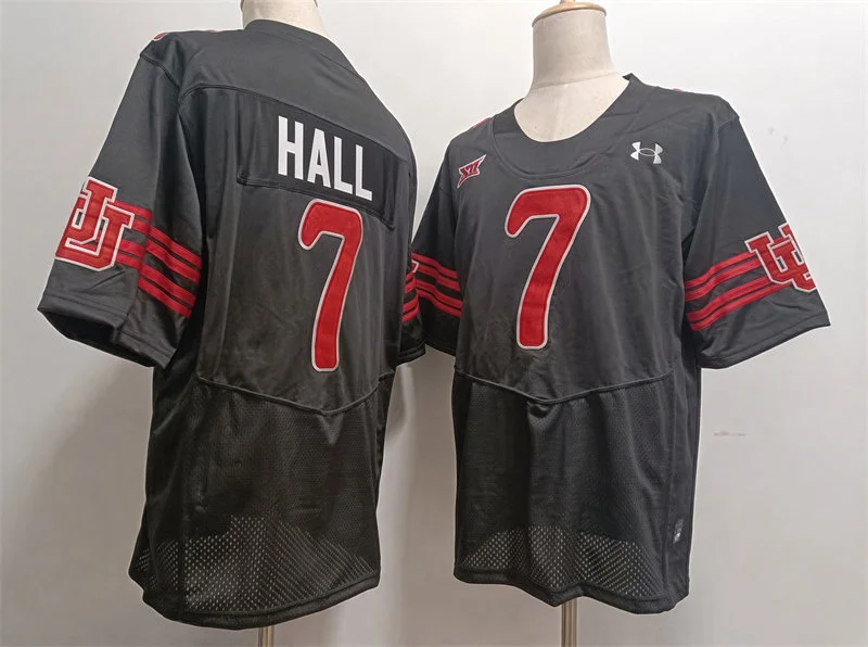 Utah Utes #7 Johnathan Hall Black Retro College Football Throwback Jersey