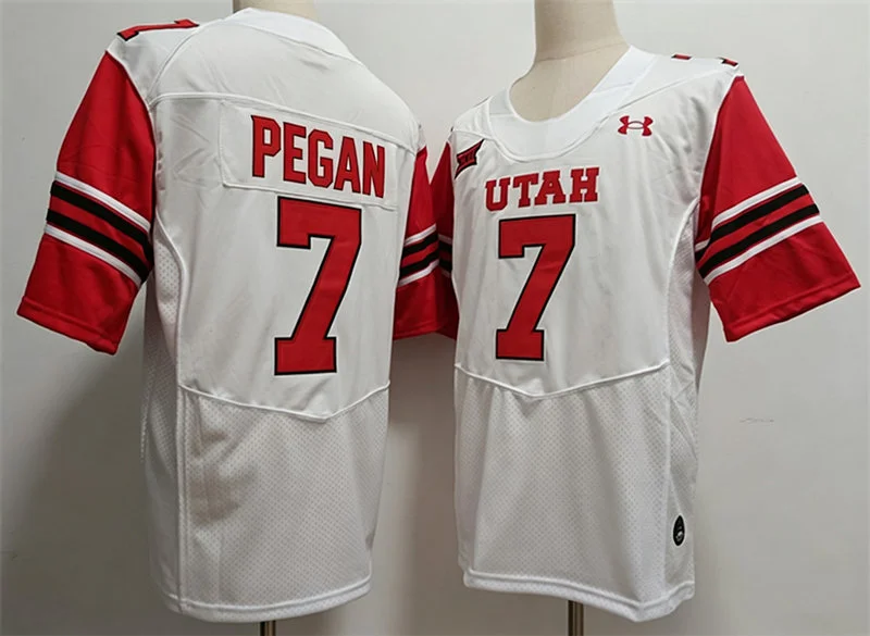 Utah Utes #7 Braden Pegan White Football Game Jersey