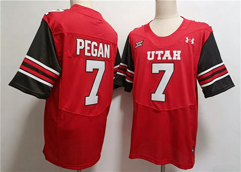 Utah Utes #7 Braden Pegan Red Football Game Jersey