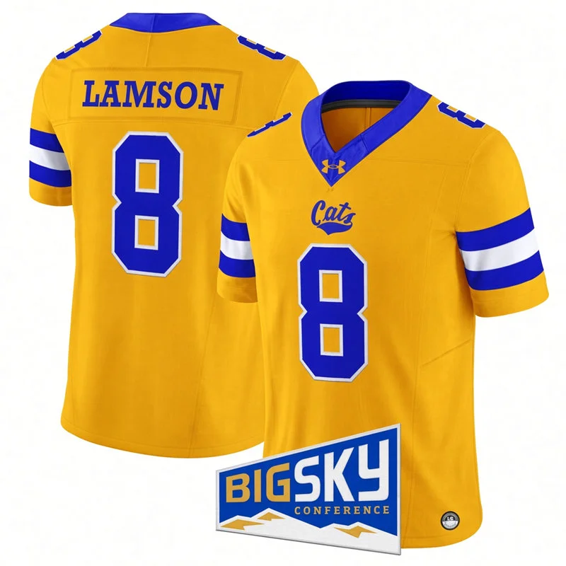 Montana State Bobcats #8 Justin Lamson Gold Football Game Jersey