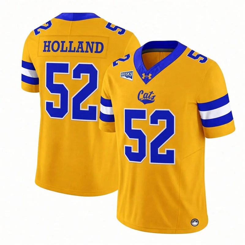 Montana State Bobcats Retried Player #52 Sonny Holland Gold Football Game Jersey