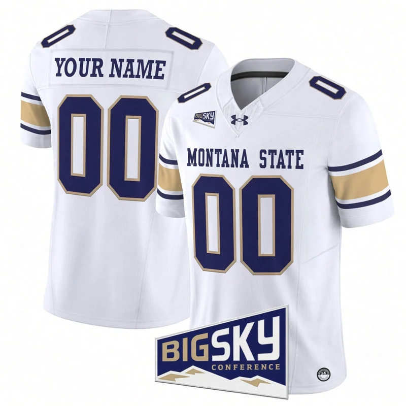 Montana State Bobcats Custom White Football Game Jersey