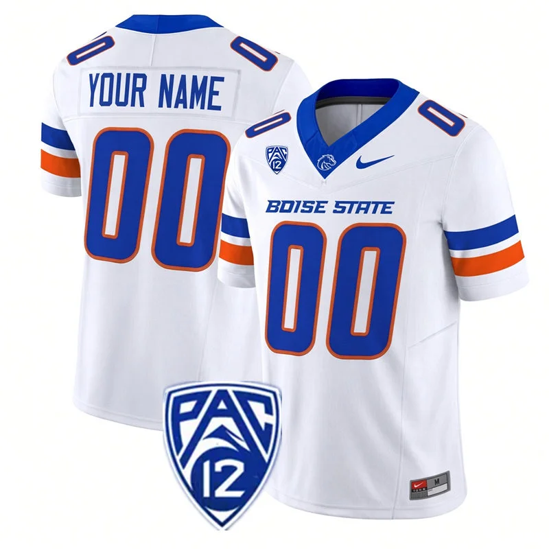 Boise State Broncos Custom Nike 2026 Pac-12 White Football Game Jersey