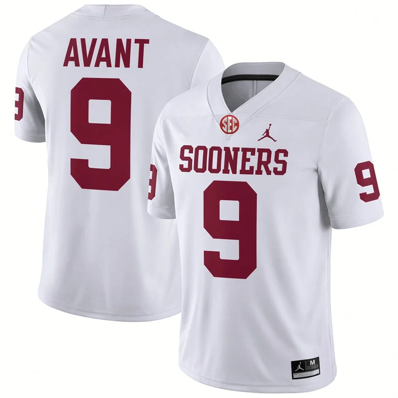 Oklahoma Sooners #9 Lloyd Avant 2026 White Football Game Jersey Oklahoma Sooners #9 Lloyd Avant 2026 White Football Game Jersey