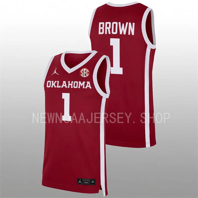Oklahoma Sooners #1 Xzayvier Brown 2026-27 Crimson Basketball Game Jersey