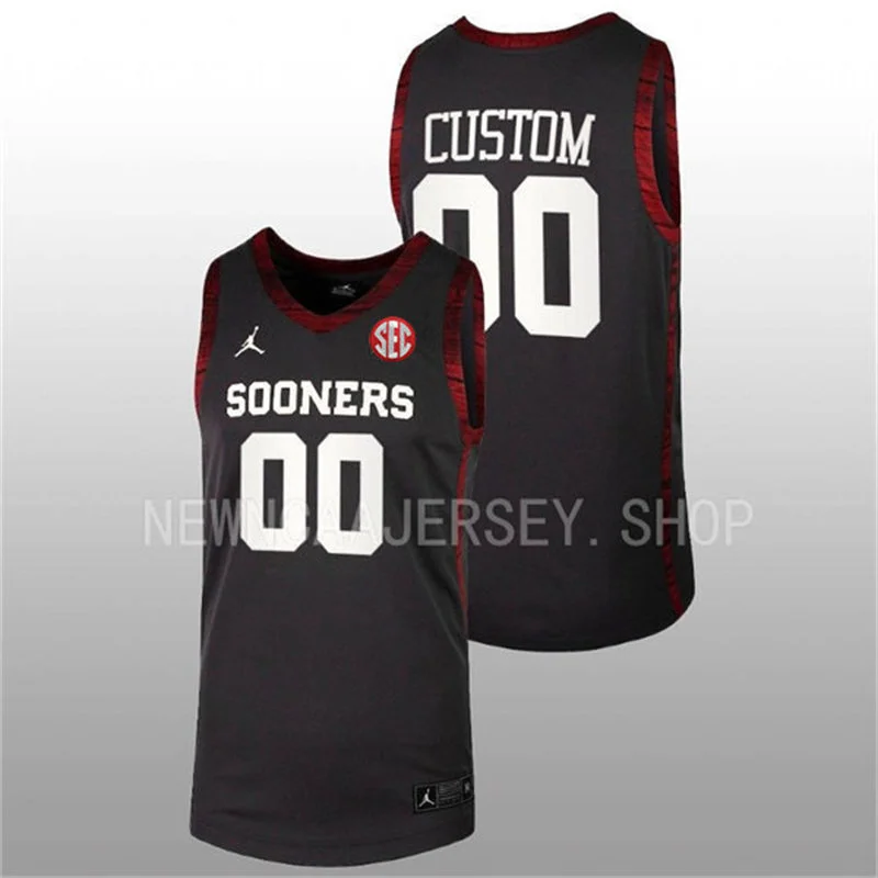Oklahoma Sooners Custom Stitched SEC Anthracite College Basketball Game Jersey