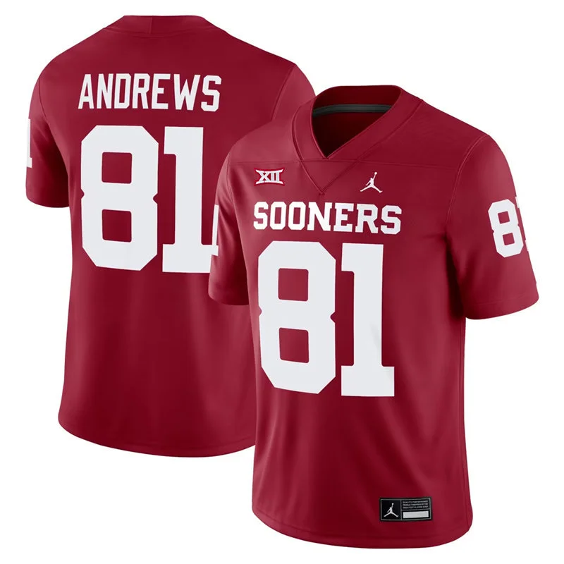Oklahoma Sooners #81 Mark Andrews 2017 Crimson College Football Game Jersey