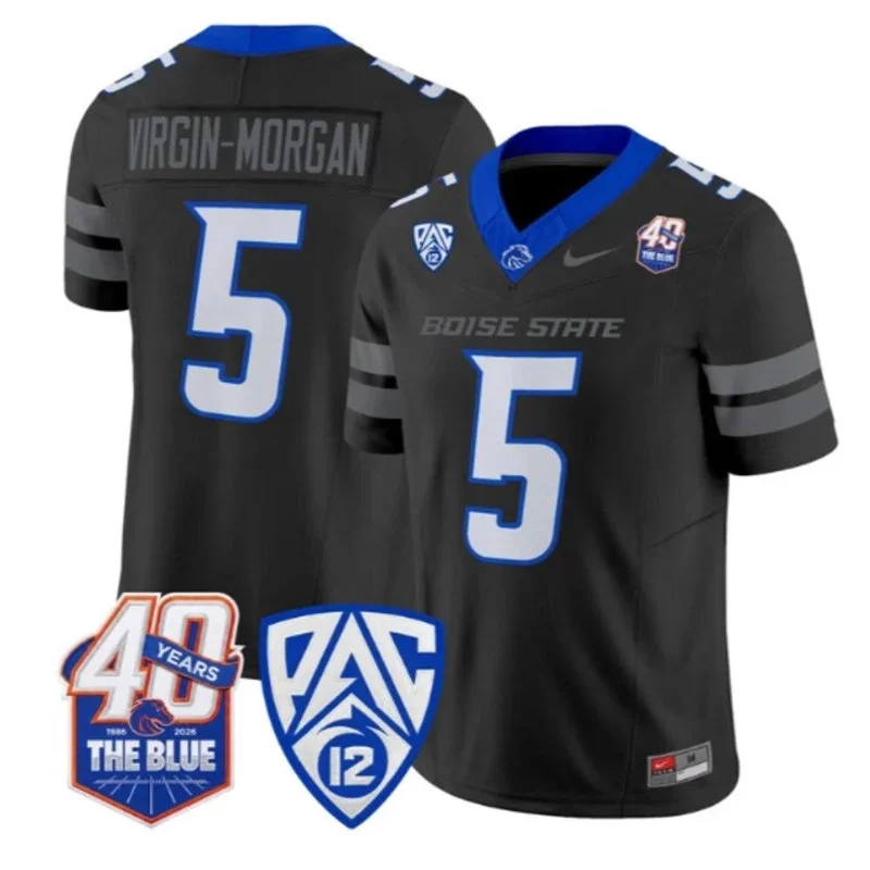 Boise State Broncos #5 Jayden Virgin-Morgan Nike 2026 Pac-12 Black Football Game Jersey