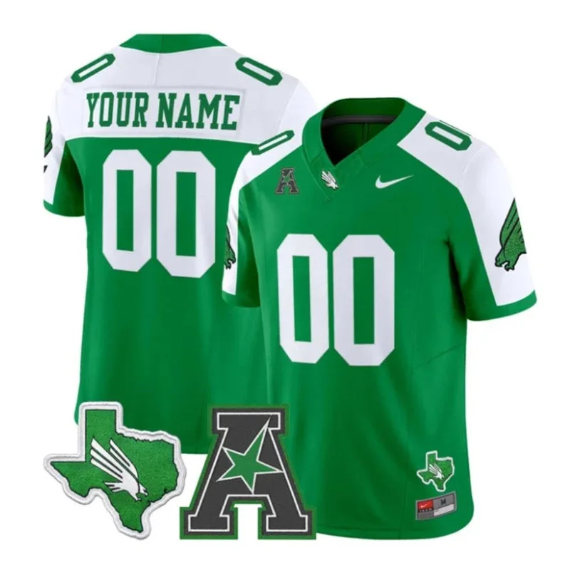 North Texas Mean Green Custom Green White Football Gratitude Jersey North Texas Mean Green Custom Green White Football Gratitude Jersey