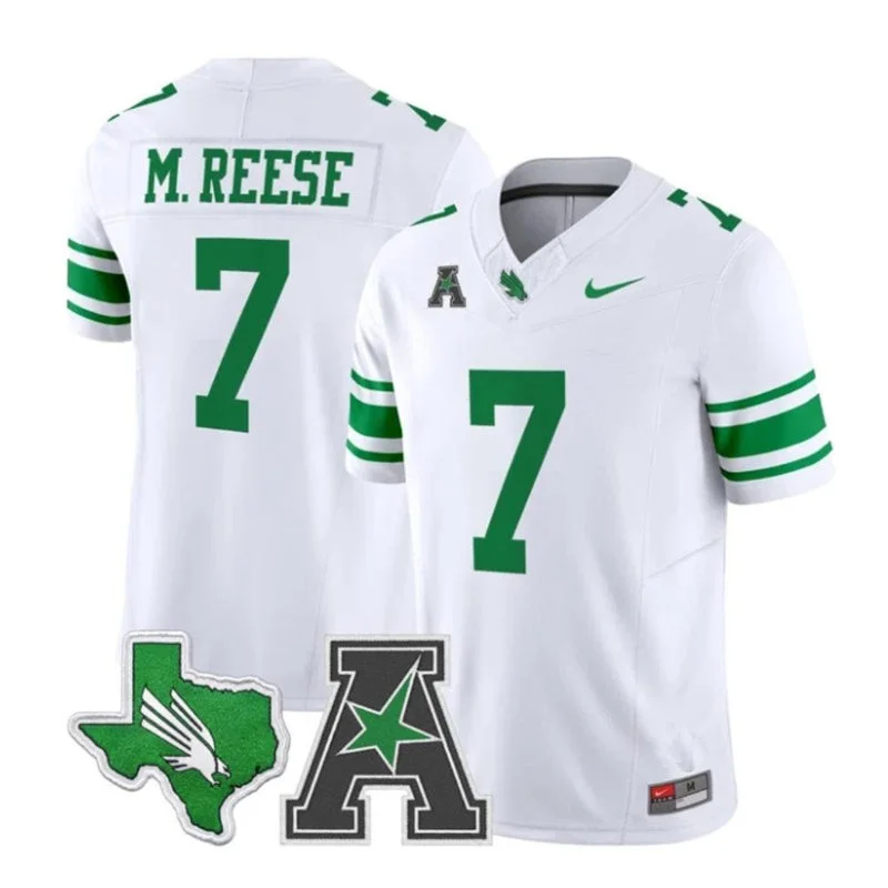 North Texas Mean Green #7 Max Reese Nike White Football Game Jersey