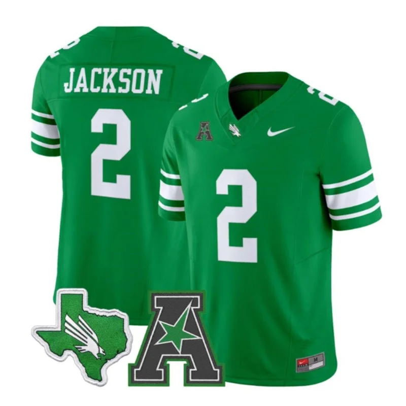 North Texas Mean Green #2 Tayven Jackson Nike Green Football Game Jersey