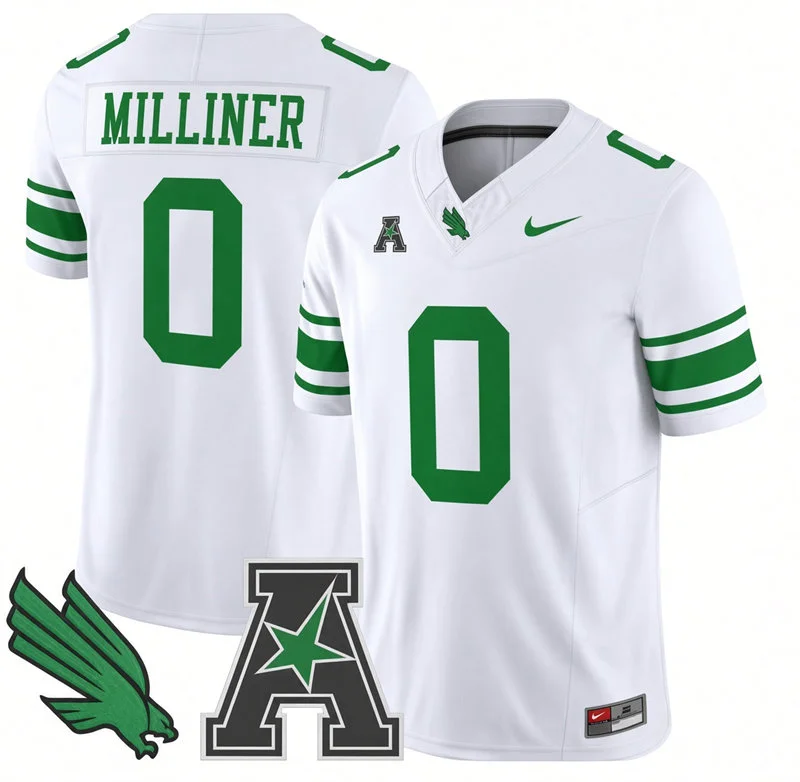 North Texas Mean Green #0 Corri Milliner Nike White Football Game Jersey