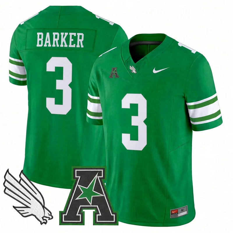North Texas Mean Green #3 Zakye Barker Nike Green Football Game Jersey