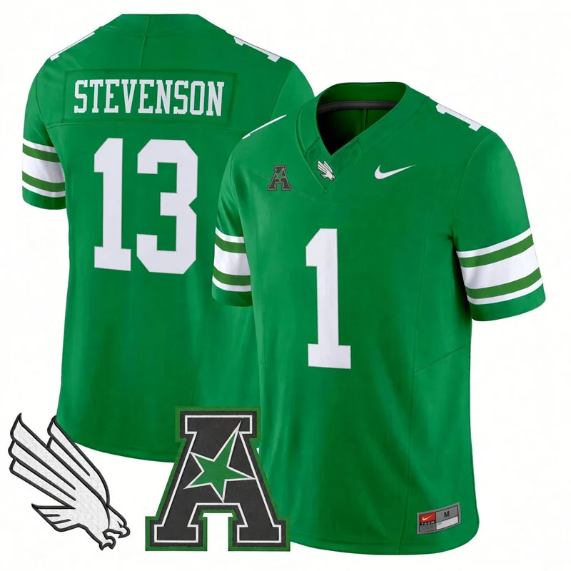 North Texas Mean Green #13 Justin Stevenson Nike Green Football Game Jersey