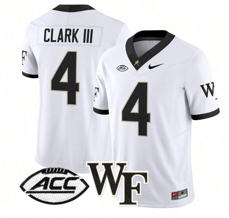 Wake Forest Demon Deacons #4 Ty Clark III Nike White College Football Game Jersey