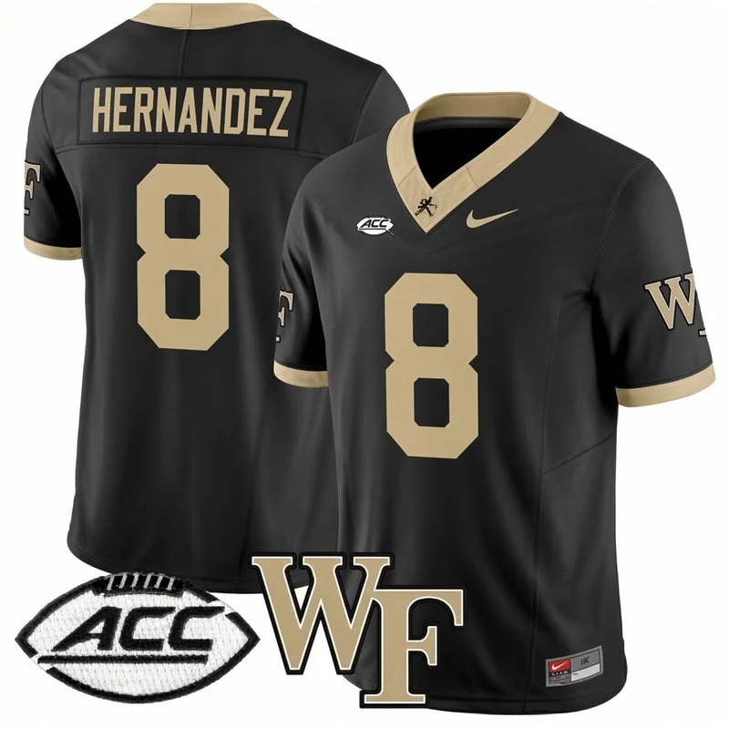 Wake Forest Demon Deacons #8 Carlos Hernandez Nike Black College Football Game Jersey