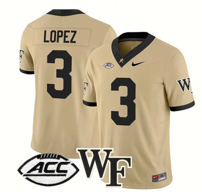 Wake Forest Demon Deacons #3 Gio Lopez Nike Yellow College Football Game Jersey