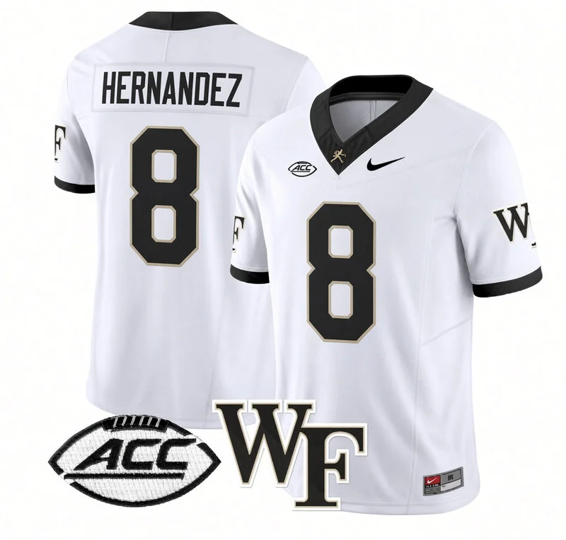 Wake Forest Demon Deacons #8 Carlos Hernandez Nike White College Football Game Jersey