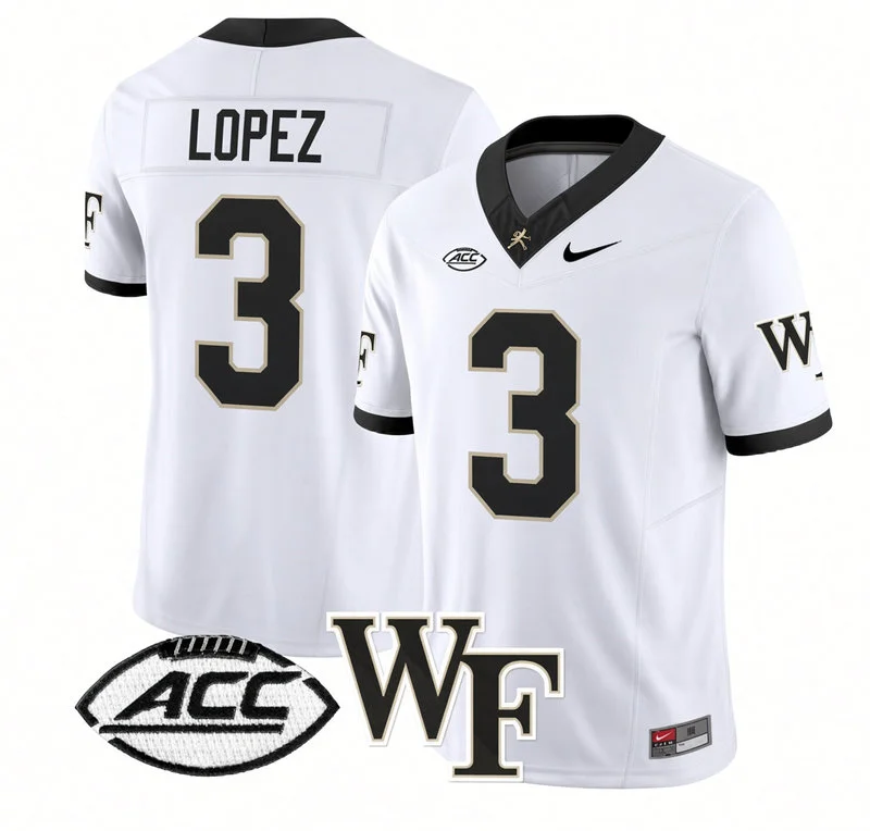 Wake Forest Demon Deacons #3 Gio Lopez Nike White College Football Game Jersey