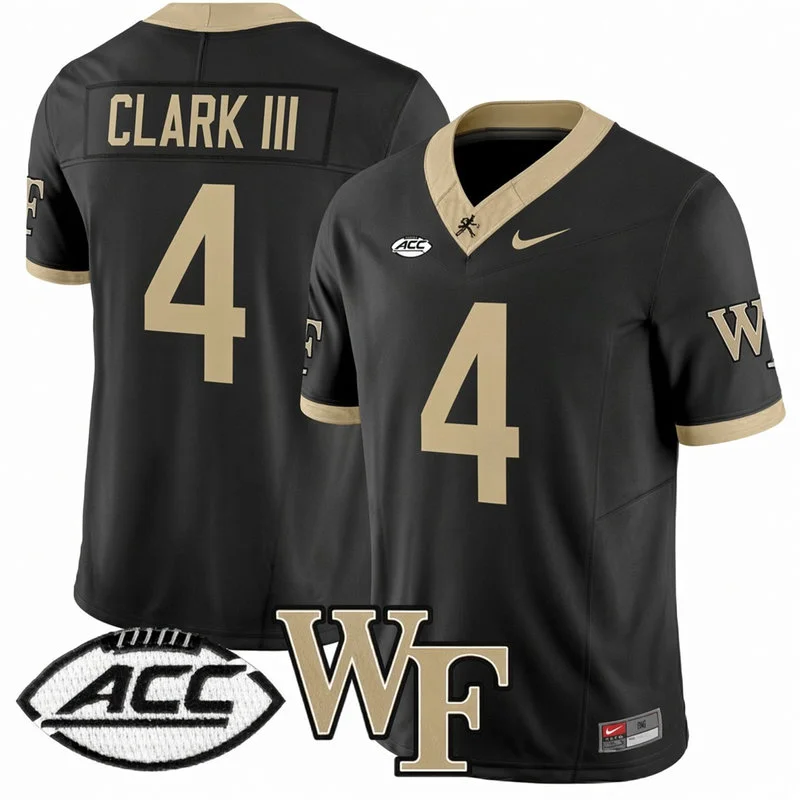 Wake Forest Demon Deacons #4 Ty Clark III Nike Black College Football Game Jersey