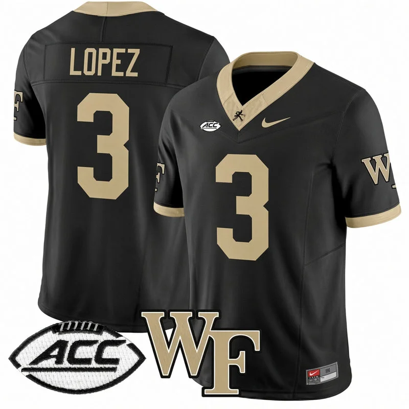 Wake Forest Demon Deacons #3 Gio Lopez Nike Black College Football Game Jersey Wake Forest Demon Deacons #3 Gio Lopez Nike Black College Football Game Jersey