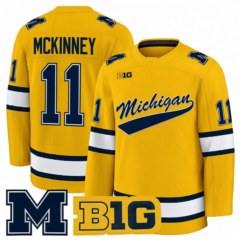 Michigan Wolverines #11 Cole McKinney Maize Hockey Game Jersey