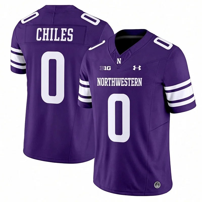 Northwestern Wildcats #0 Aidan Chiles Purple Football Game Jersey
