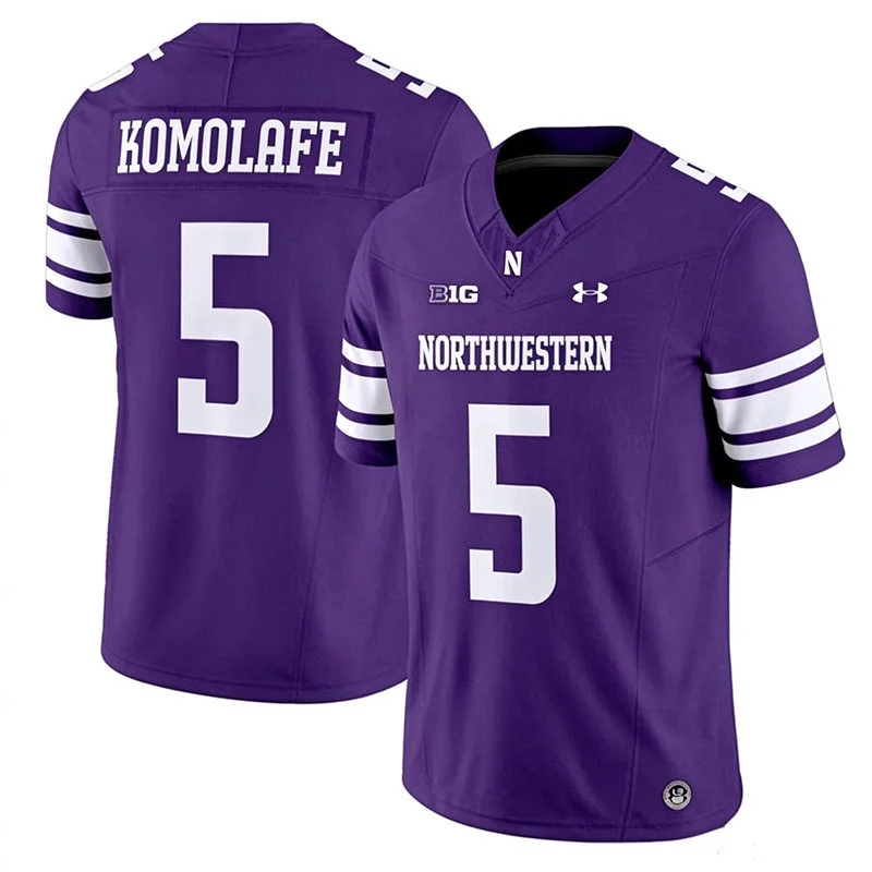Northwestern Wildcats #5 Caleb Komolafe Purple Football Game Jersey