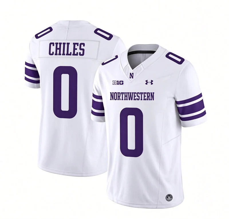 Northwestern Wildcats #0 Aidan Chiles White Football Game Jersey