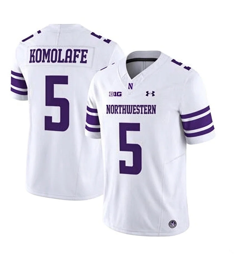 Northwestern Wildcats #5 Caleb Komolafe White Football Game Jersey