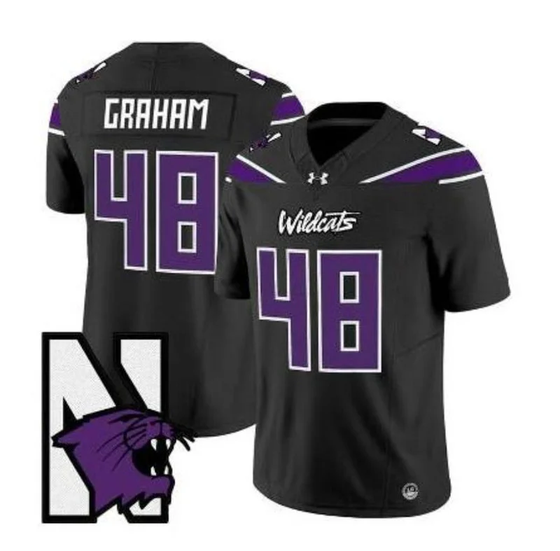 Northwestern Wildcats Retired Player #48 Otto Graham Black 95 Lives On Retro Football Jersey