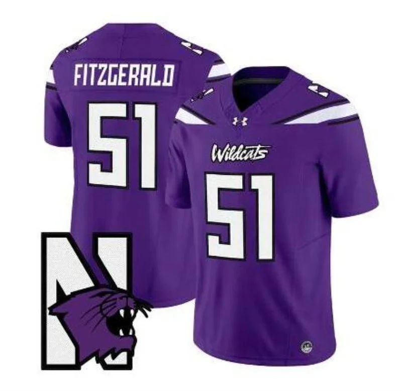 Northwestern Wildcats Retired Player #51 Pat Fitzgerald Purple 95 Lives On Retro Football Jersey