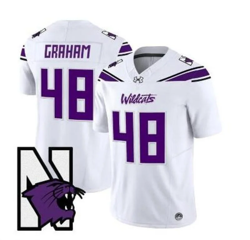Northwestern Wildcats Retired Player #48 Otto Graham White 95 Lives On Retro Football Jersey