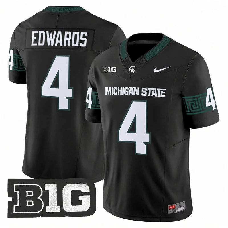 Michigan State Spartans #4 Jaziun Patterson Black Football Game Jersey