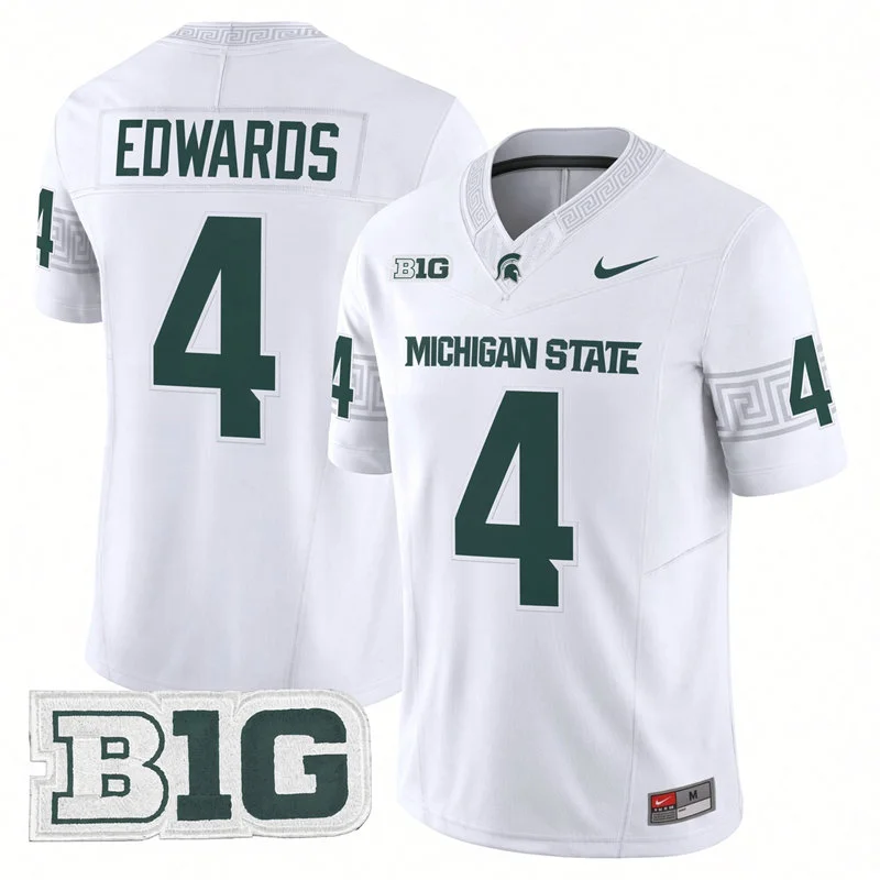 Michigan State Spartans #4 Jaziun Patterson  White Football Game Jersey