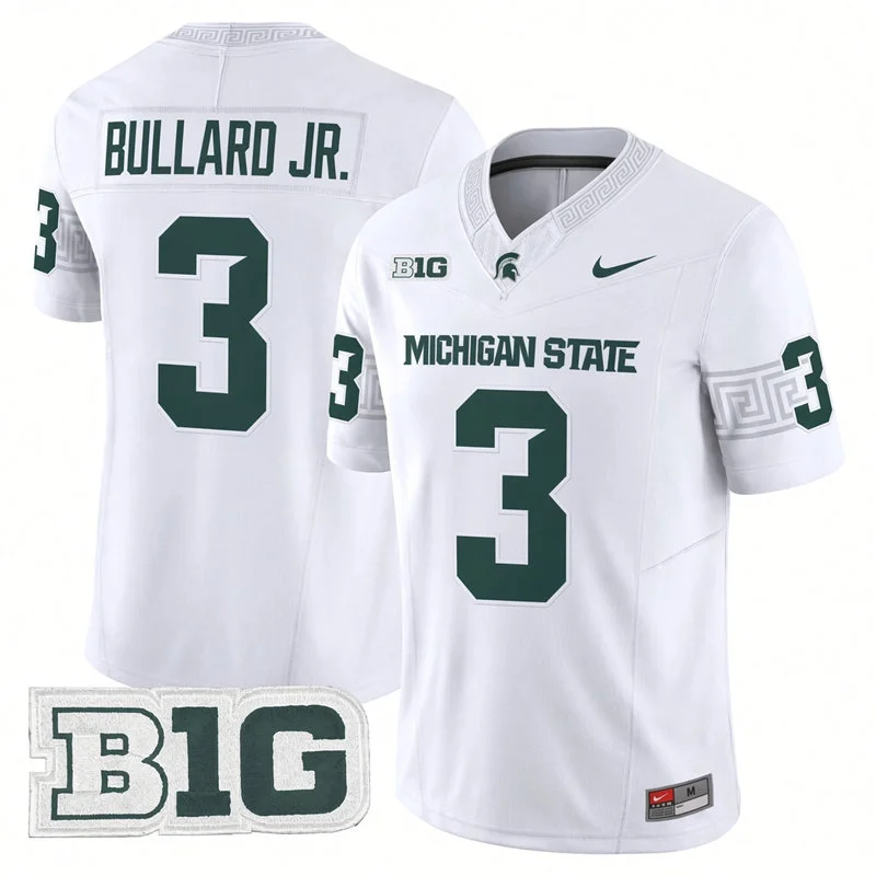 Michigan State Spartans #3 Rodney Bullard Jr. White Football Game Jersey