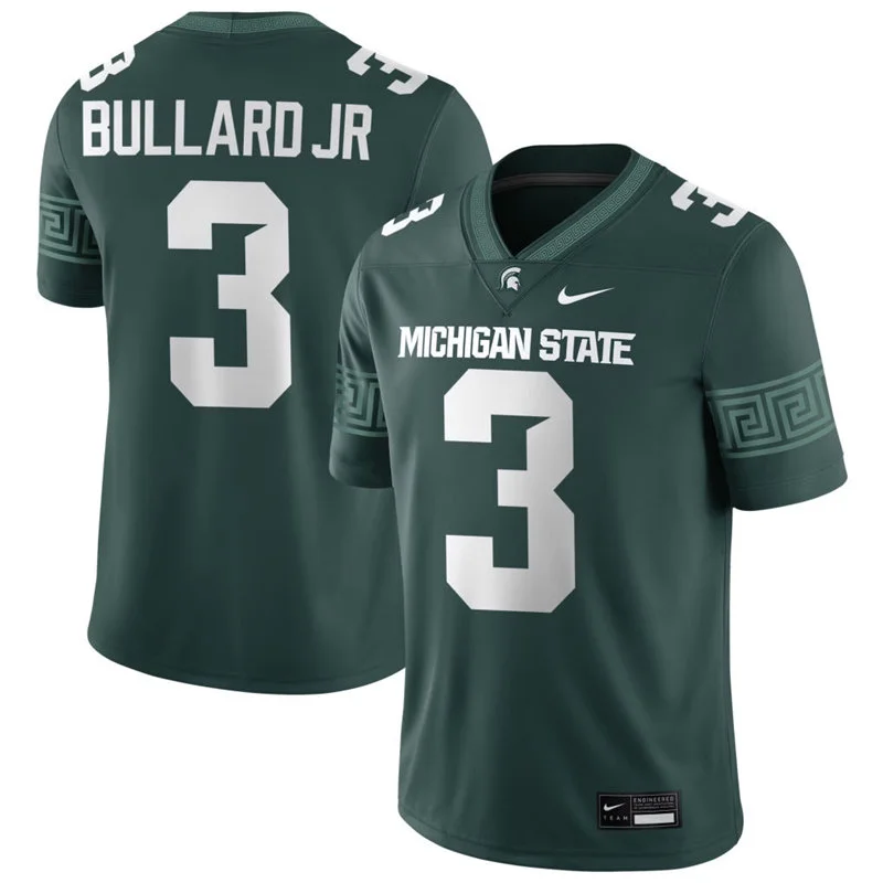 Michigan State Spartans #3 Rodney Bullard Jr. Green Football Game Jersey