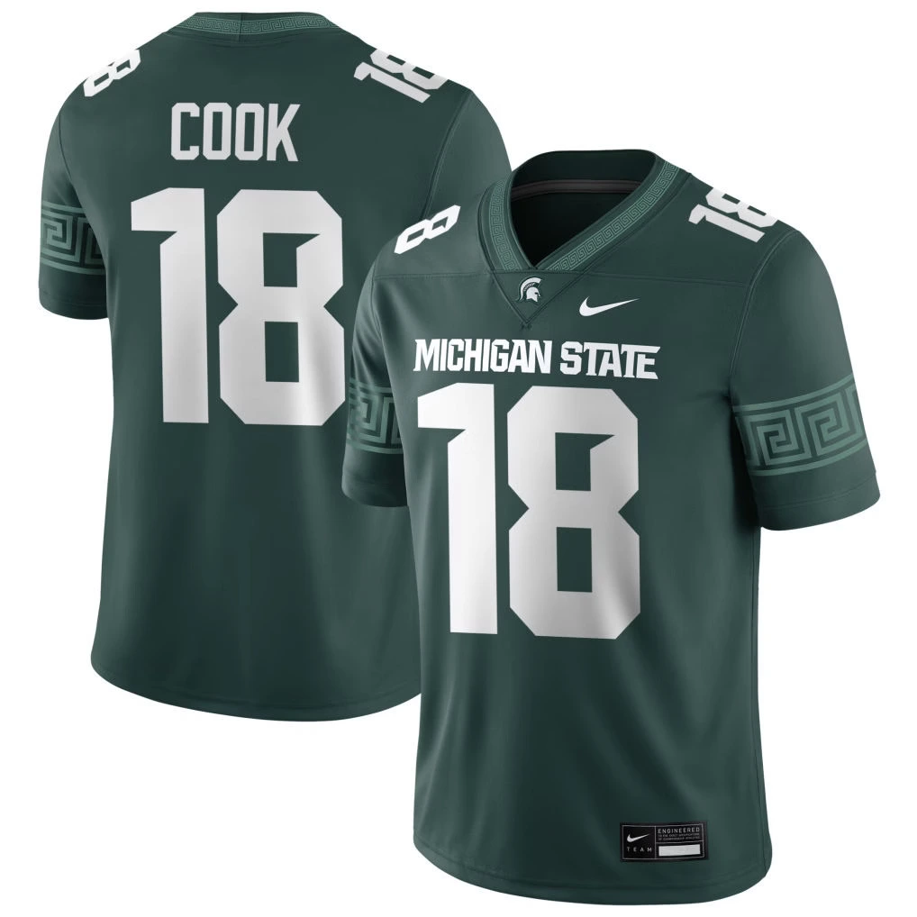 Michigan State Spartans Retired Player #18 Connor Cook Green Football Game Jersey