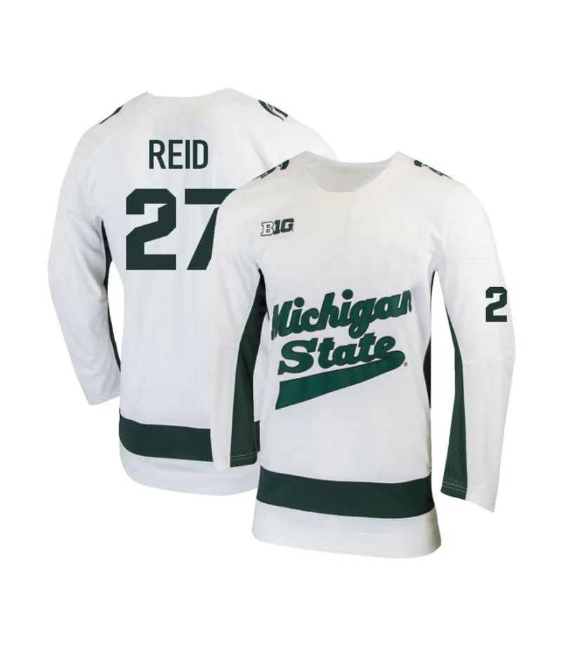 Michigan State Spartans #27 Chase Reid White Hockey Game Jersey