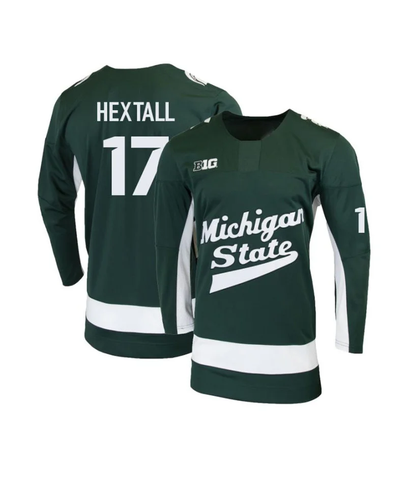 Michigan State Spartans #17 Jack Hextall Green Hockey Game Jersey