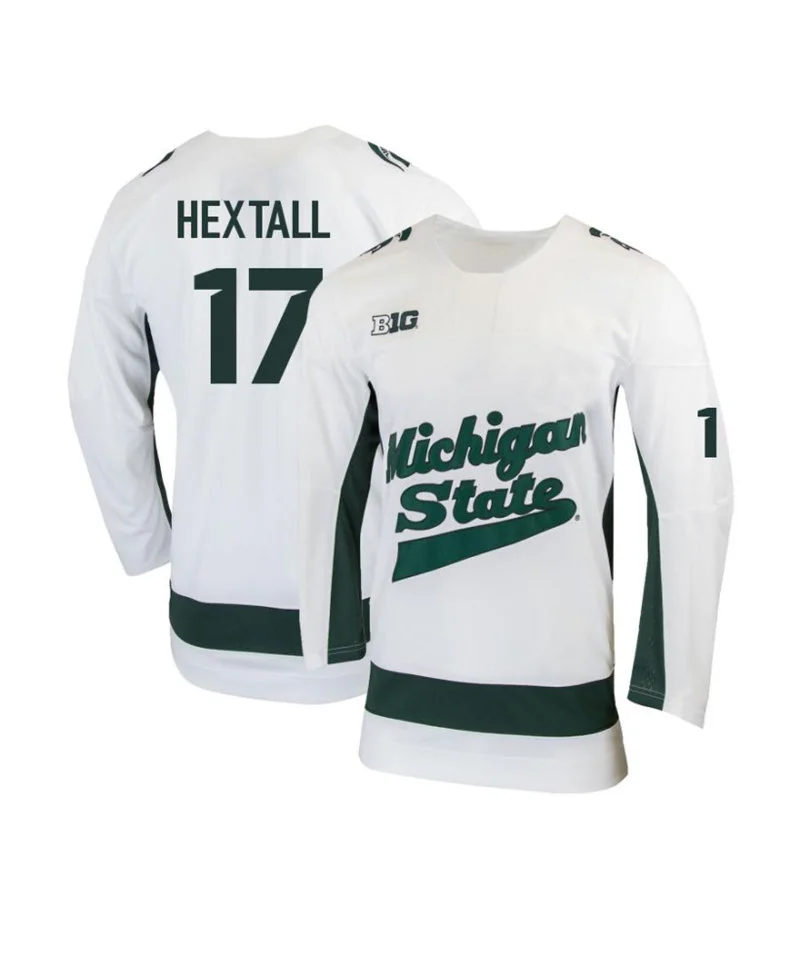 Michigan State Spartans #17 Jack Hextall White Hockey Game Jersey Michigan State Spartans #17 Jack Hextall White Hockey Game Jersey