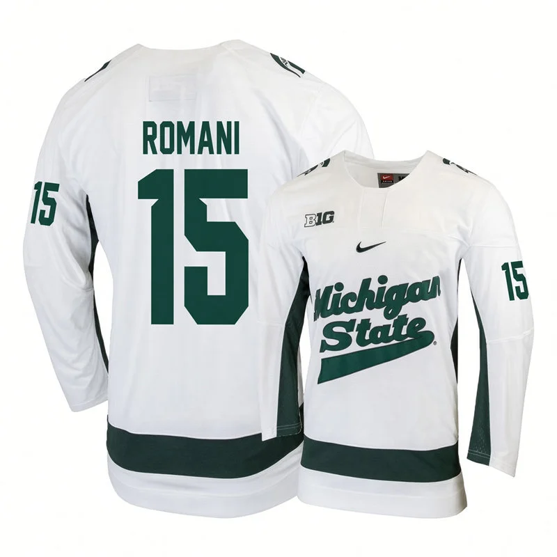 Michigan State Spartans #15 Anthony Romani White Hockey Game Jersey
