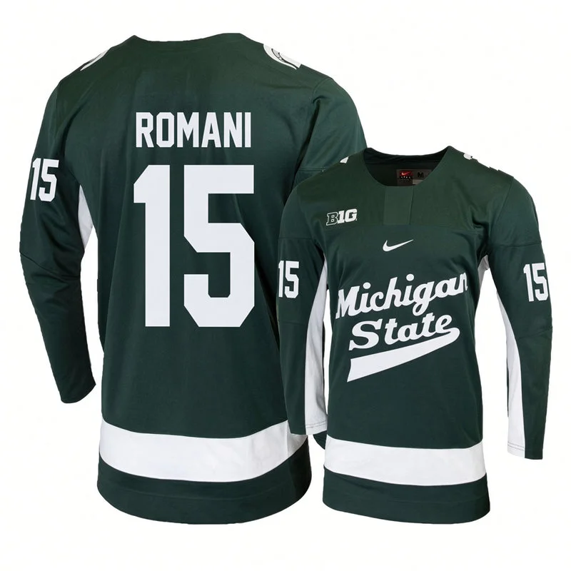 Michigan State Spartans #15 Anthony Romani Green Hockey Game Jersey