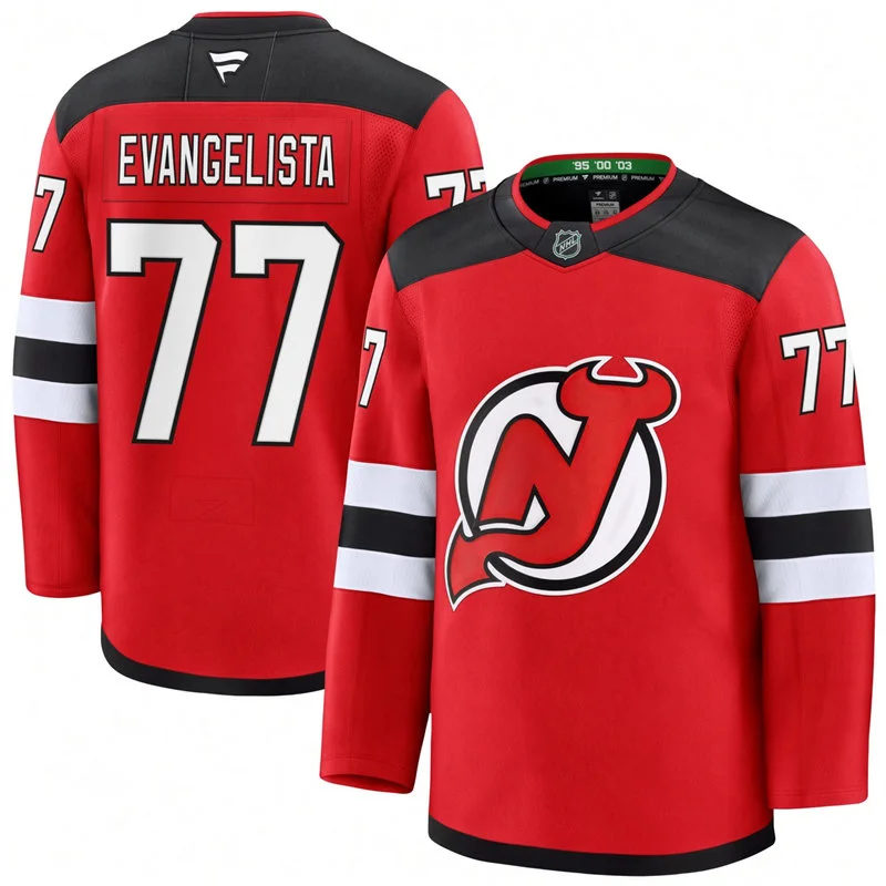 Mens New Jersey Devils #77 Luke Evangelista Fanatics Home Red Premium Jersey