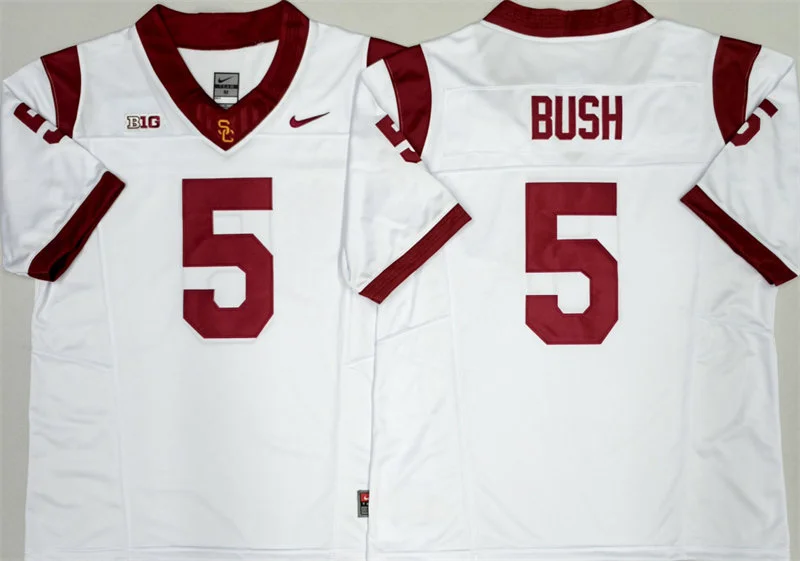 Men's USC Trojans #5 Reggie Bush Nike White with Name BIG TEN Football Limited Jersey