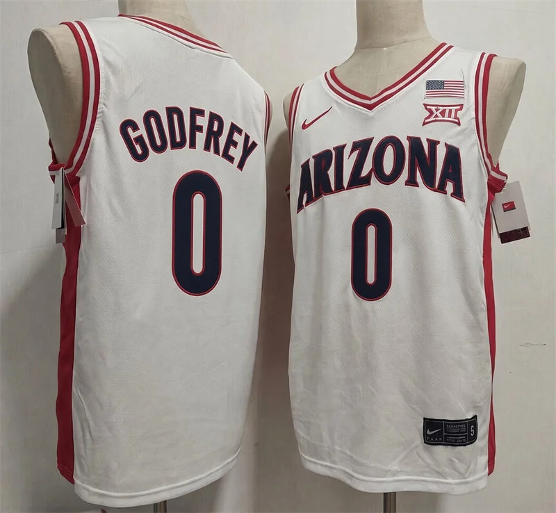 Arizona Wildcats #0 RJ Godfrey White Retro College Basketball Game Jersey