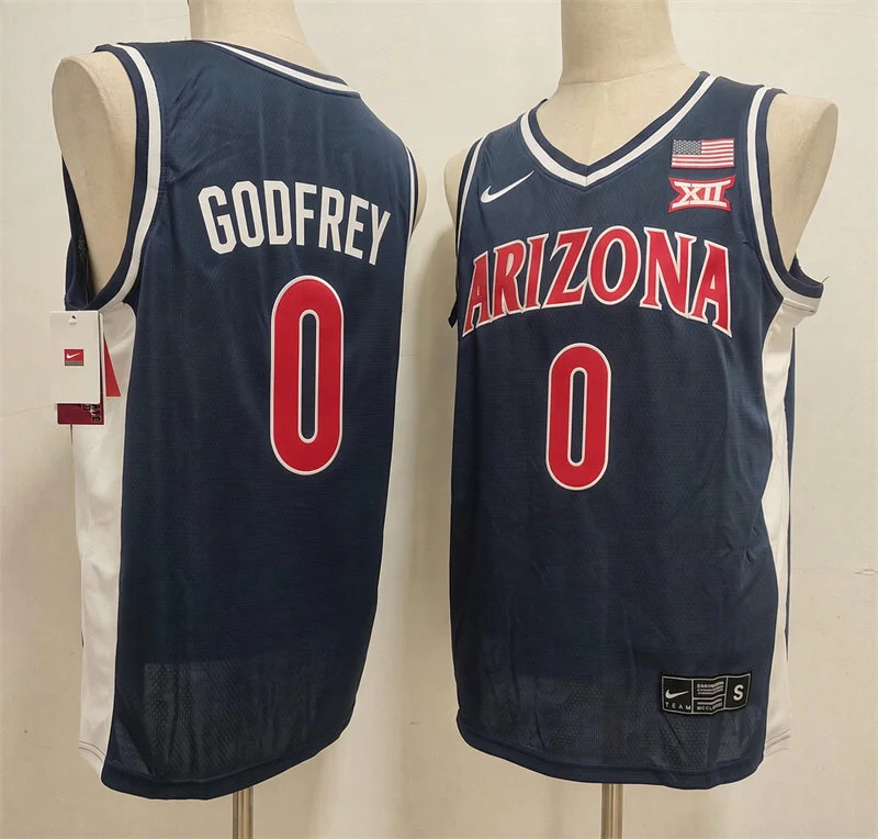 Arizona Wildcats #0 RJ Godfrey Navy Retro College Basketball Game Jersey